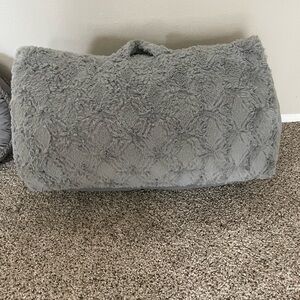 Grey plush back support pillow